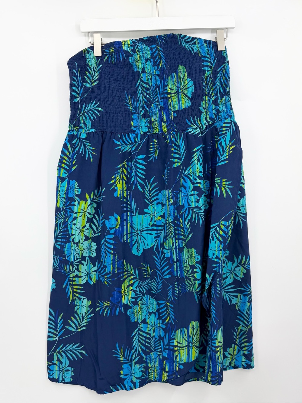 Lane Bryant Strapless Tropical Print Knee Length Sun Dress Blue Plus Size 18/20